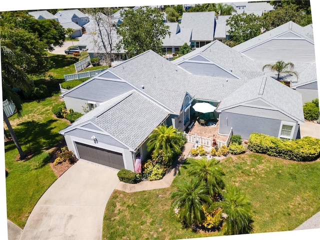 aerial view with a residential view