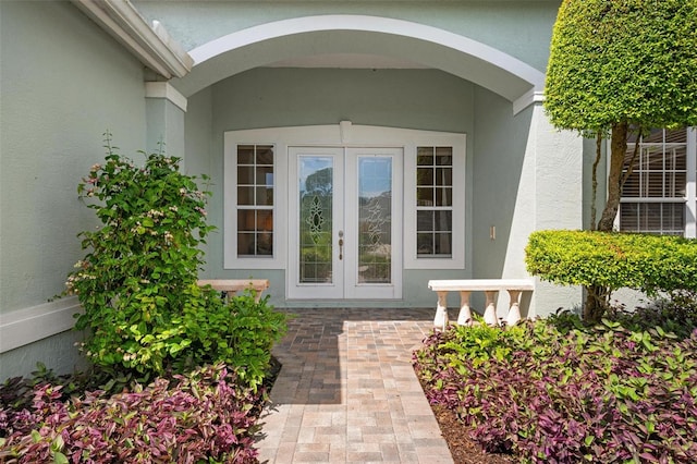 property entrance with french doors