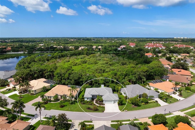 5249 Far Oak Cir, Sarasota, FL 34238 - aerial perspective of suburban area with a large body of water