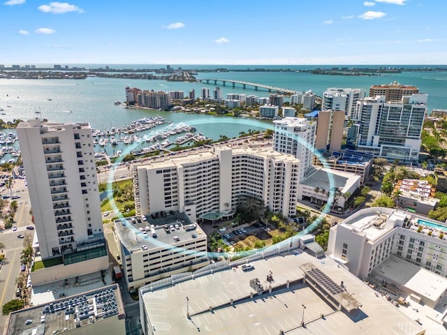 bird's eye view featuring a water view