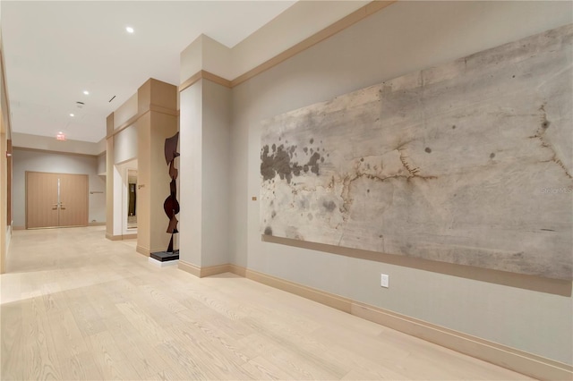 unfurnished room featuring light wood-type flooring