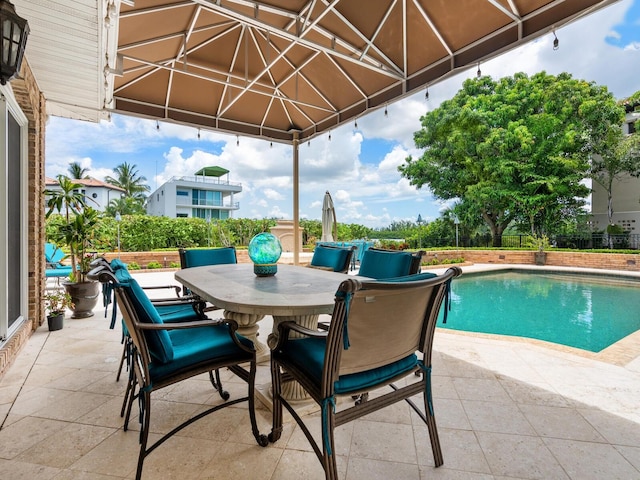 view of patio featuring a fenced in pool