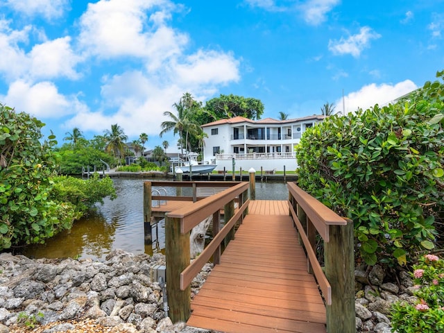 view of dock featuring a water view