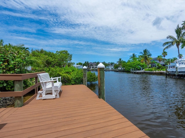 view of dock featuring a water view