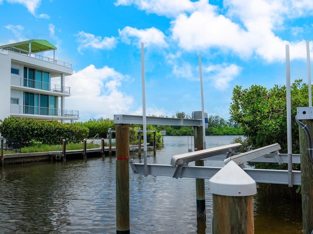 view of dock featuring a water view