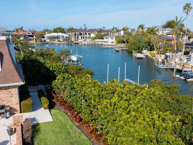 water view featuring a dock