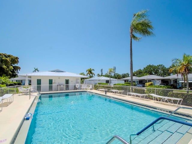 view of swimming pool with a patio area