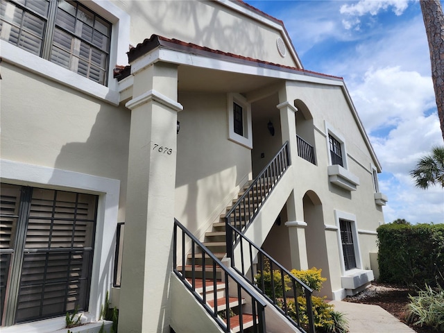 exterior space featuring stairs