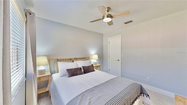 bedroom with carpet floors and ceiling fan