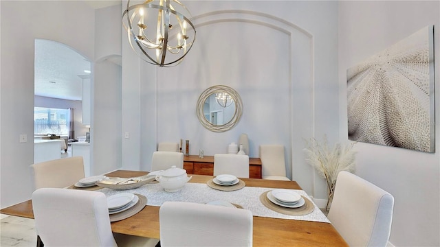 dining room featuring an inviting chandelier