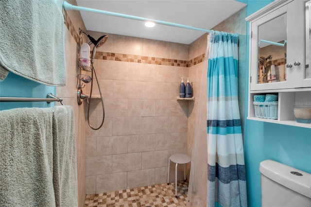 bathroom featuring toilet and walk in shower