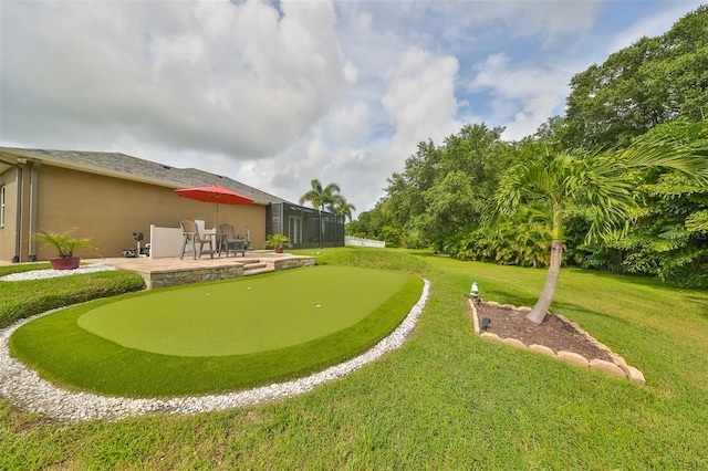 view of yard with a patio area