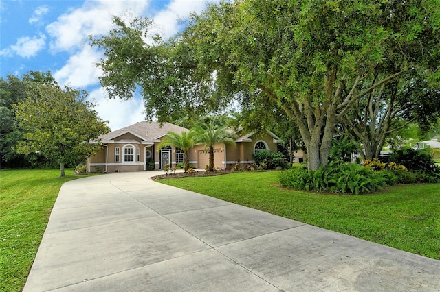 view of front of property with a front lawn