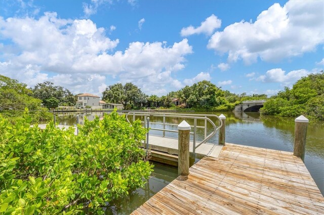 view of dock featuring a water view