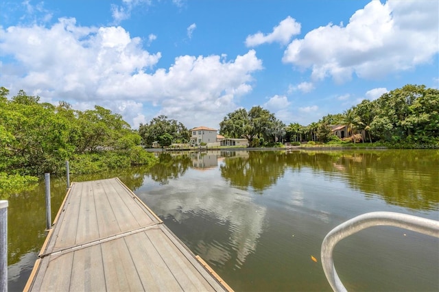 view of dock featuring a water view