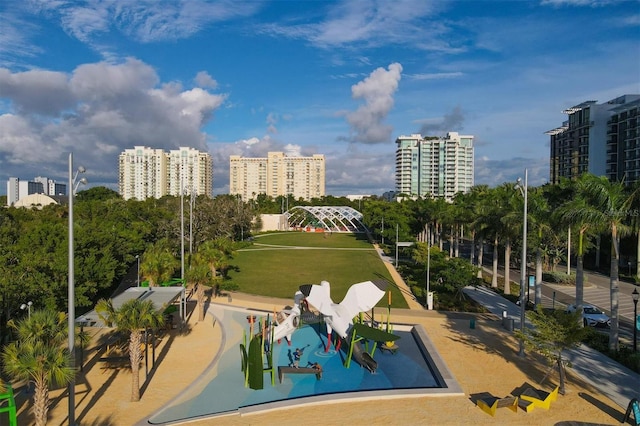 view of home's community with a lawn