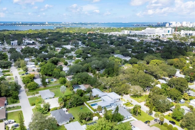 bird's eye view featuring a water view