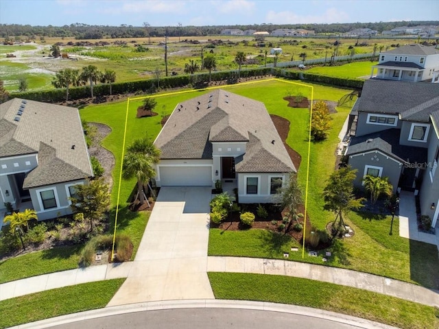 drone / aerial view with a residential view