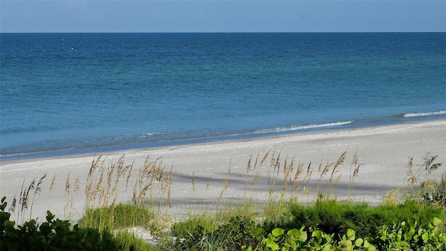 view of water feature with a view of the beach