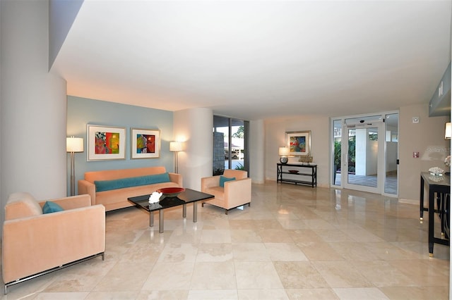 view of tiled living room