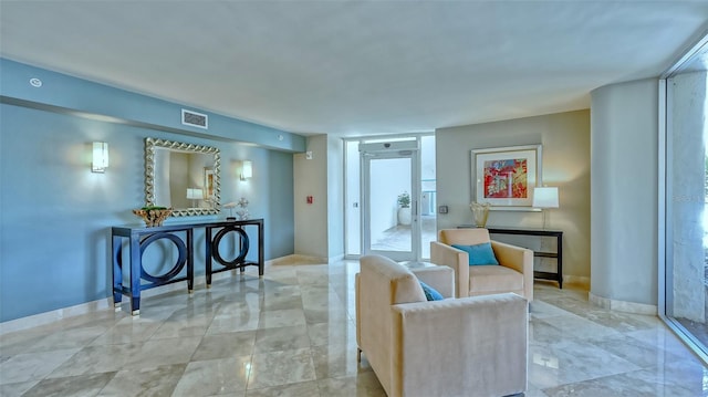 view of tiled living room