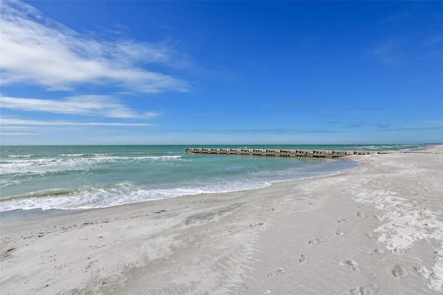 view of water feature featuring a beach view