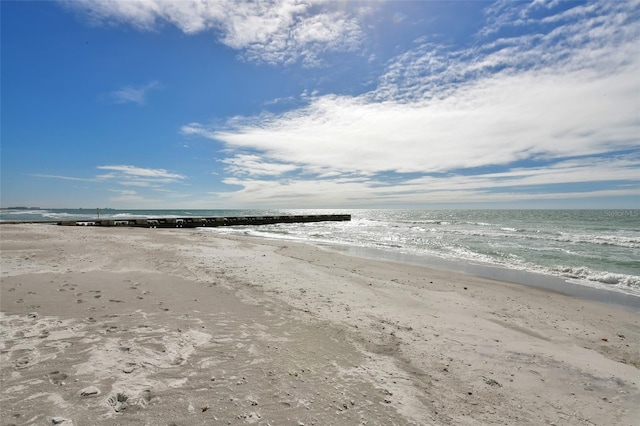 property view of water featuring a view of the beach