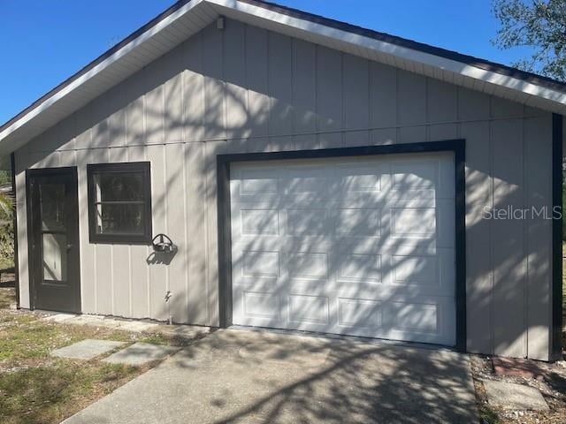 exterior space with a garage