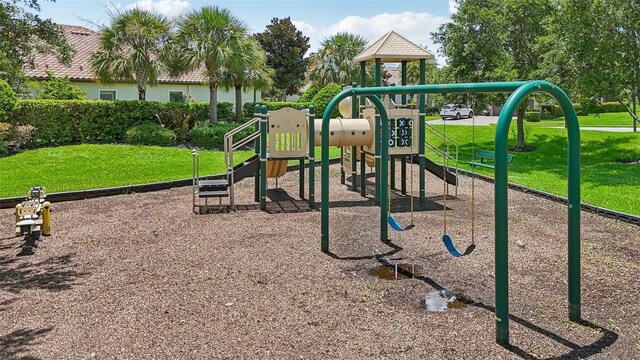 view of play area with a lawn