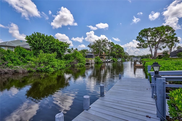 dock area featuring a water view