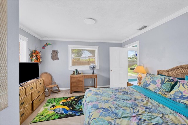 bedroom featuring crown molding