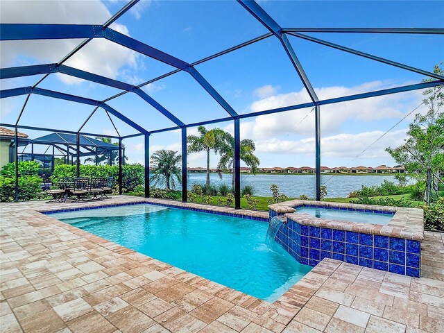 177 Vinadio Blvd, Nokomis, FL 34275 - view of pool with a patio area, glass enclosure, and a water view