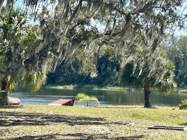 view of property's community with a water view