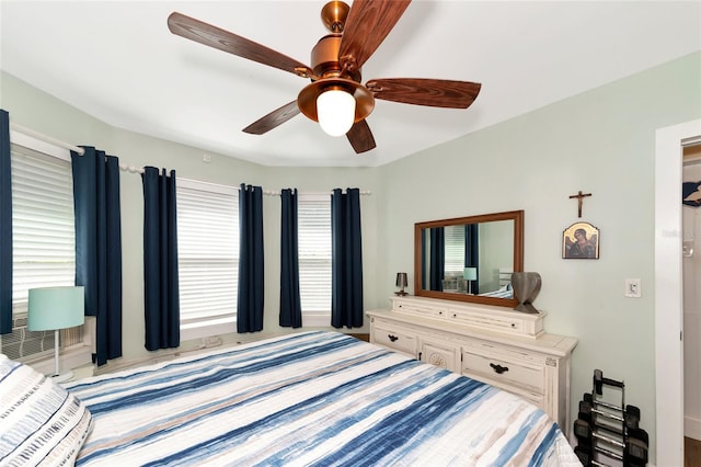 bedroom featuring ceiling fan