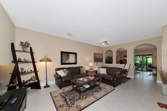 view of tiled living room