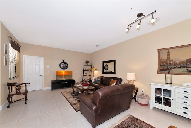 view of tiled living room