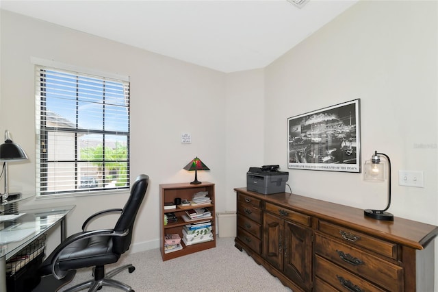 view of carpeted office space