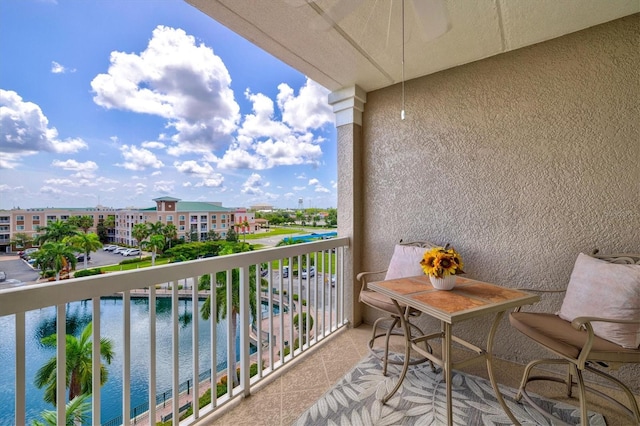 balcony with a water view