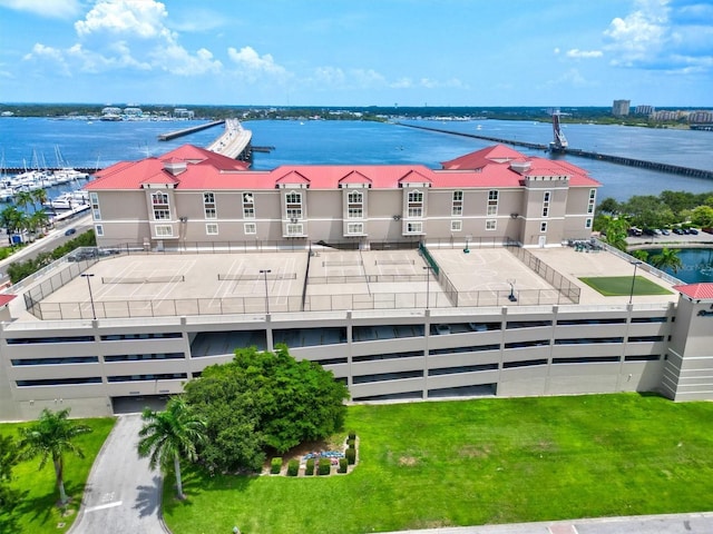 bird's eye view featuring a water view