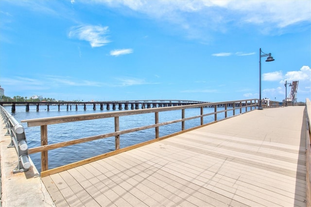 view of dock featuring a water view