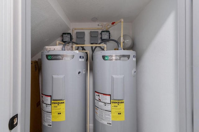 utility room with water heater