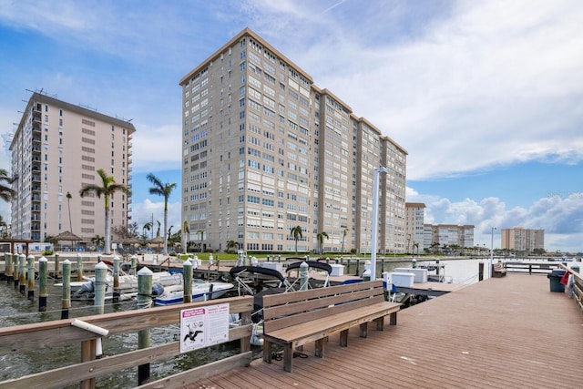 view of dock featuring a water view