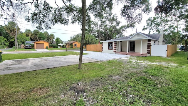 view of yard featuring a garage