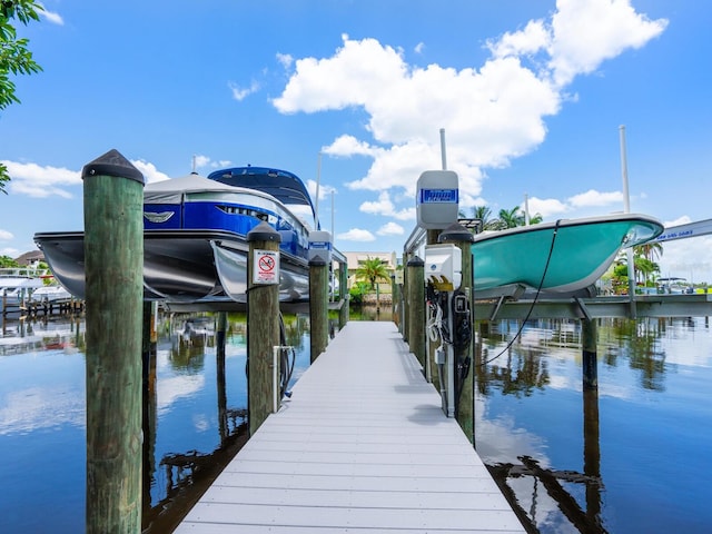 dock area featuring a water view