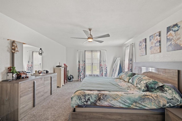 bedroom with carpet flooring and ceiling fan