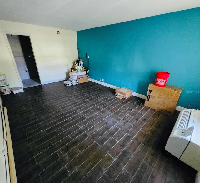 interior space with dark wood-type flooring