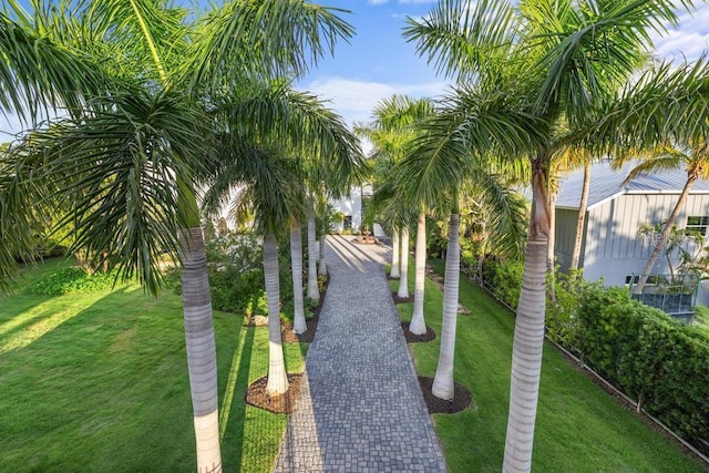 view of home's community with a lawn