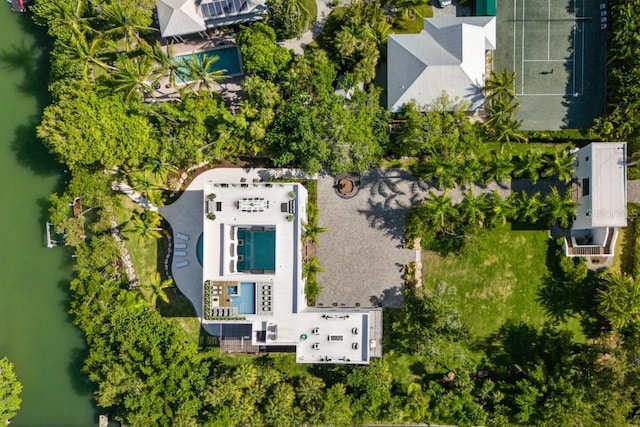 bird's eye view featuring a water view