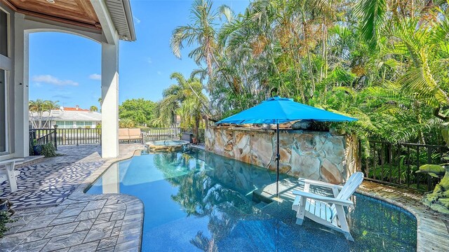 view of swimming pool with a patio