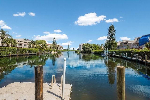 view of dock featuring a water view